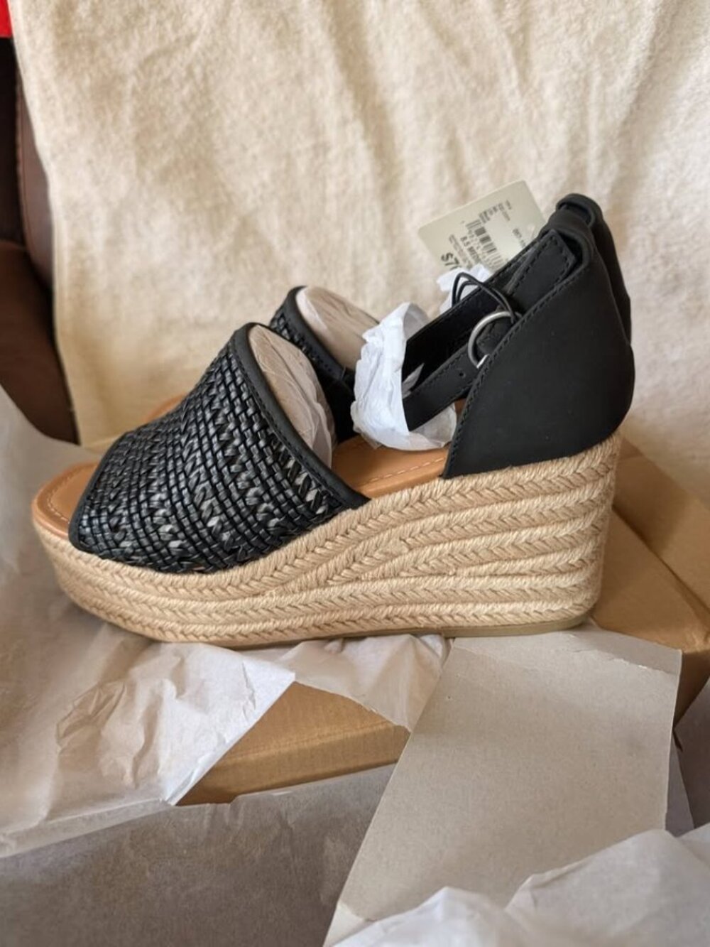 Brand New A.N.A. "Lisa" Black Wedge Sandals - Size 8.5 M